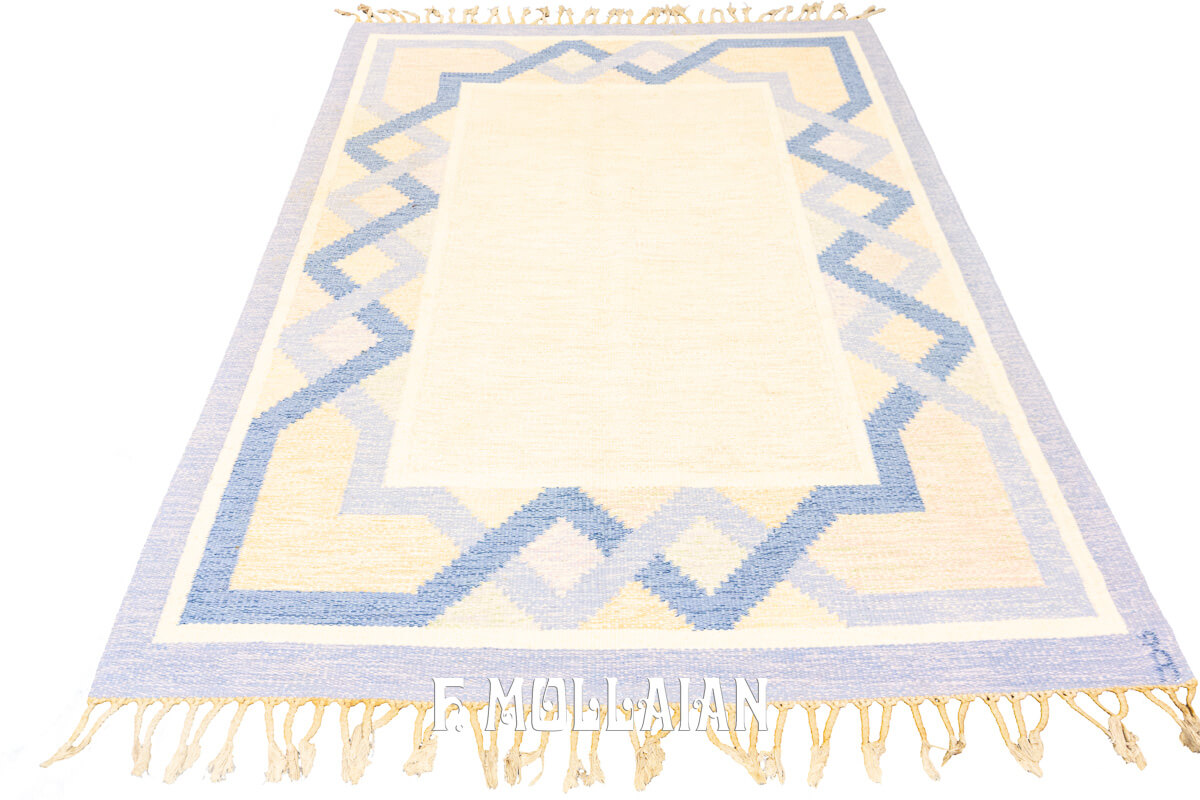 Scandinavian Rug Flat-weave Rug Beige/Blue Color n°:580082